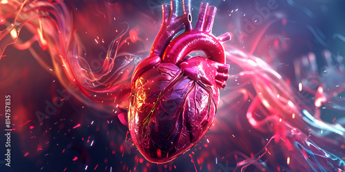 Red Blood Cells Embrace the Heart anatomy hemoglobin veins science organ background