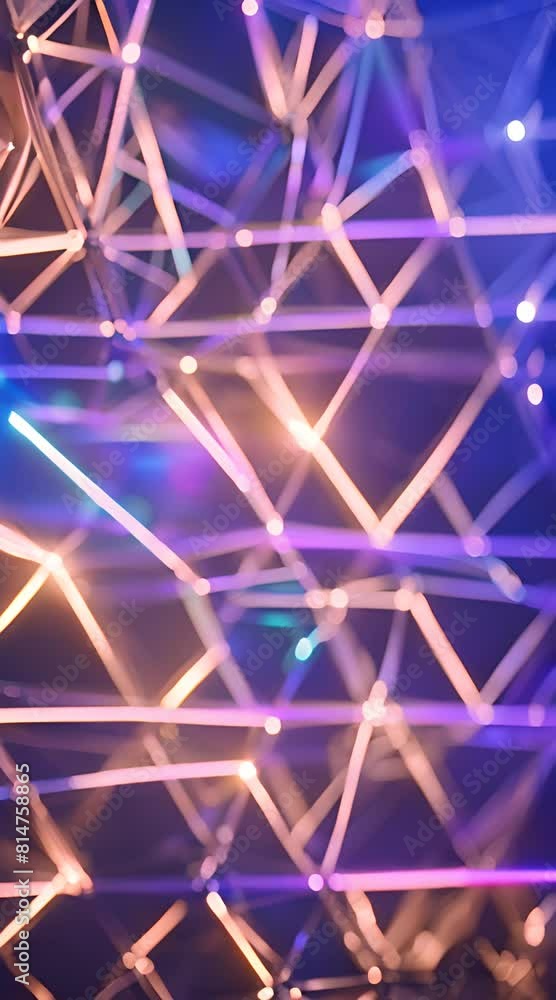 colorful lines of light connected by dots of light and forming triangles and pentagons colorful lines of light connected by dots of light and forming triangles and pentagons