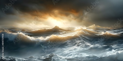 Photo of stormy sea symbolizes tumultuous journey of opioid addiction. Concept Addiction Recovery  Symbolic Photography  Stormy Sea  Mental Health Awareness