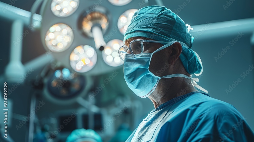 A Surgeon’s Careful Adjustment of the Overhead Light Before Surgery A Surgeon’s Careful Adjustment of the Overhead Light Before Surgery