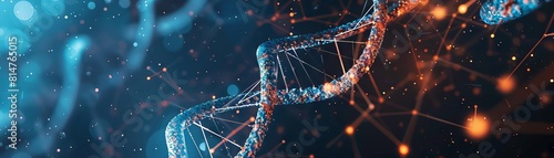 A visual metaphor showing a blockchain as a DNA double helix, illustrating the integration of genetics data and secure blockchain technology photo