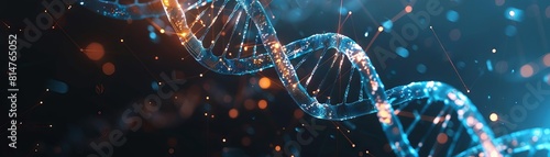 A visual metaphor showing a blockchain as a DNA double helix, illustrating the integration of genetics data and secure blockchain technology photo