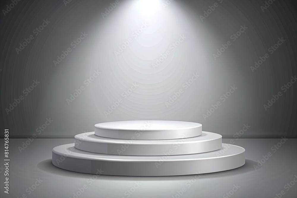Fototapeta premium Round podium illuminated by spotlights in empty room.