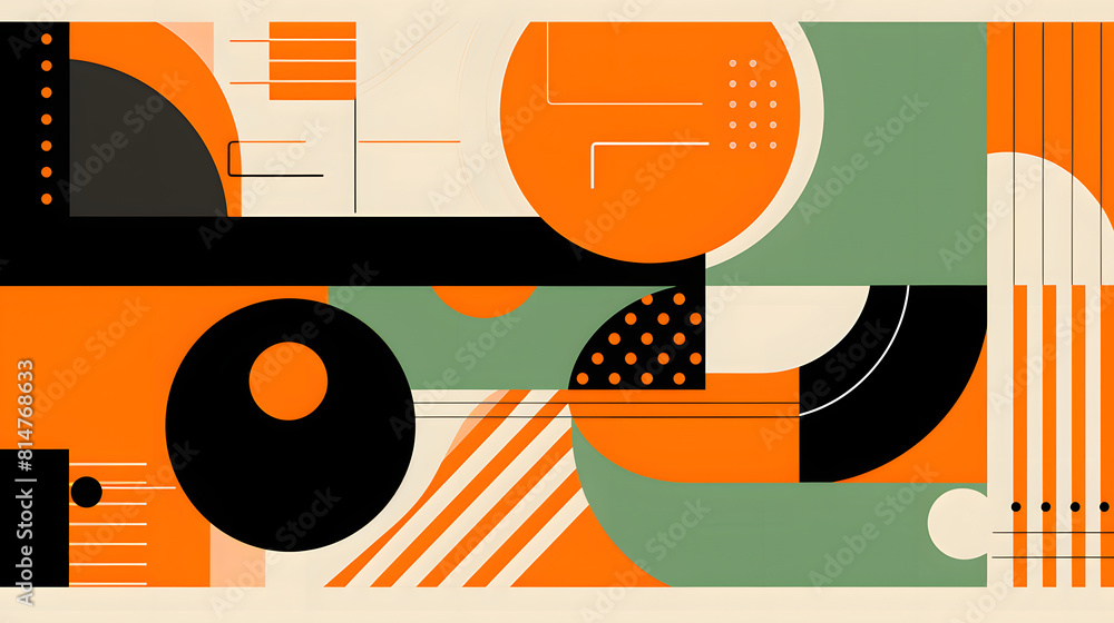 Obraz premium illustration with orange green and black shapes design poster background