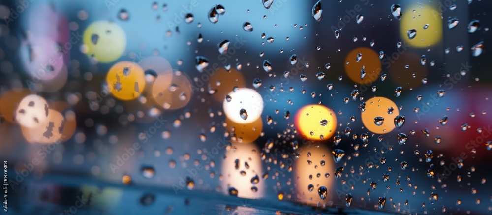 water drops on glass with blur light background water drops on glass with blur light background