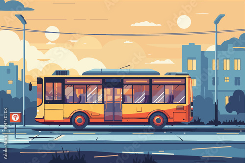 Bus illustration. Bus for transporting people. Urban and intercity mode of transport.