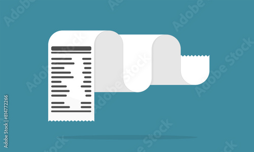 Receipt vector icon in a flat style isolated on a colored background.