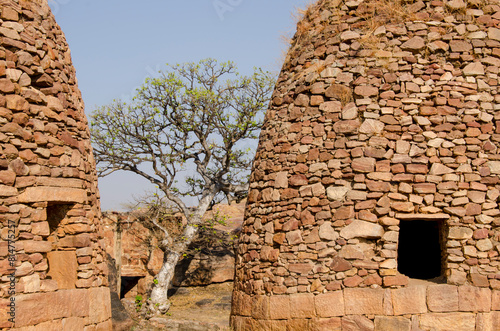 Granaries on the way to Upper Shivalaya, Badami, Karnataka, India. UNESCO World Heritage Site. photo