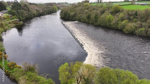 Aerial view of the weir on the River Bann Northern Ireland photo