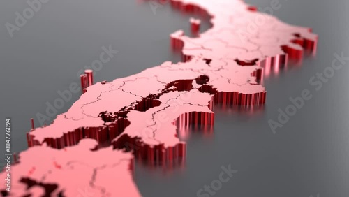 日本列島の模型　3dレンダリング