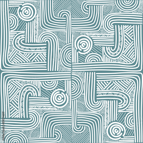 Geometric seamless pattern. Creative abstract squiggle style drawing background for children or trendy design with basic shapes. Simple childish scribble wallpaper print.
