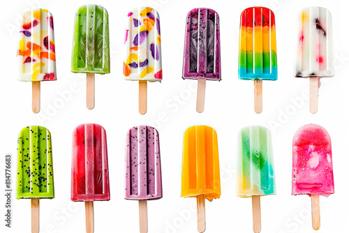illustration Set of various colorful popsicles isolated on white background