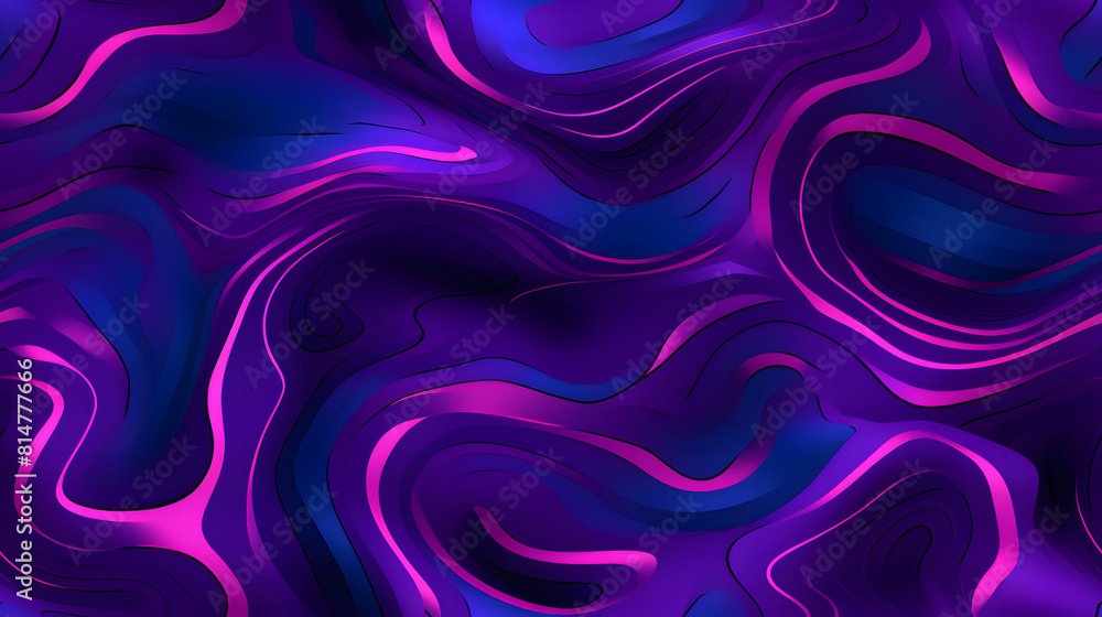 Obraz premium futuristic neon squiggle figures flyer purple hues design poster background