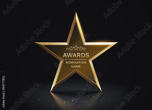 Awards nomination name podium, golden prize event, scene star ceremony. Vector