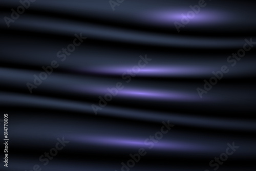 Vector texture of silk, satin, drapery fabric on luxurious background, black blue latex glossy