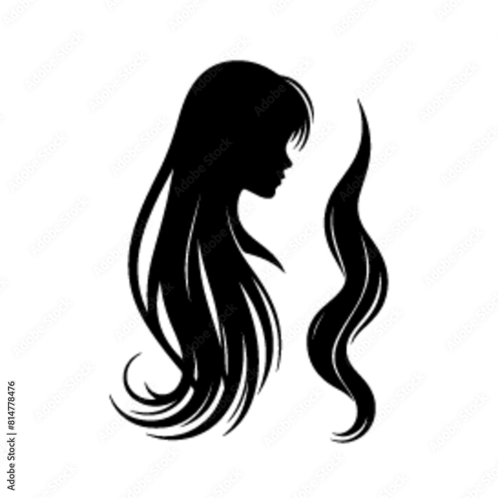 Female long hair vector silhouette Female long hair vector silhouette