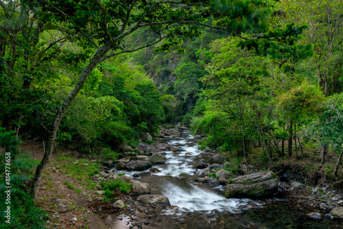 The Caldera River, flowing down through the cloud forest, Boquete, Panama, Central America - stock photo 