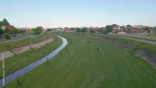 Tundzha river aerial , Yambol Bulgaria