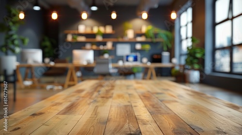 Sleek modern office interior highlighted by natural materials and warm lighting  reflecting AI Generative.