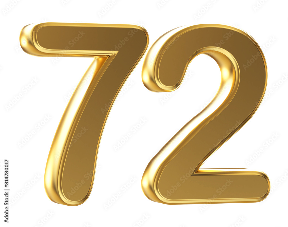 3d gold number 72 3d gold number 72