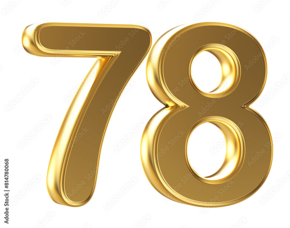 3d gold number 78
