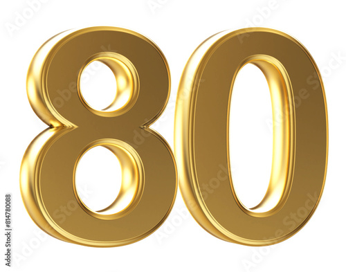 3d gold number 80