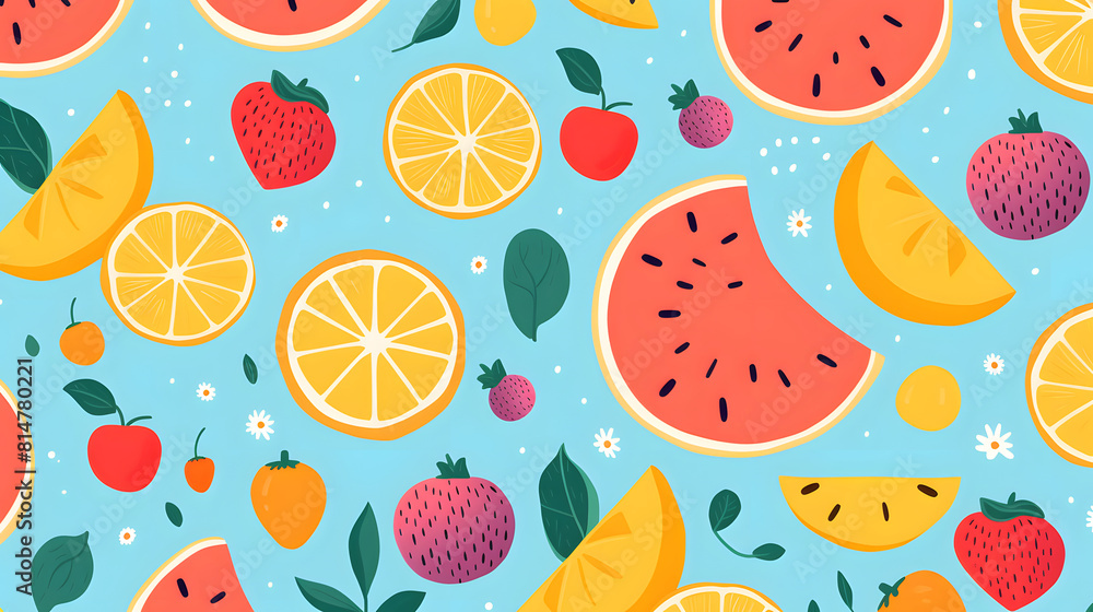 Digital fruit minimalist illustrator in a naive childish style abstract graphic poster background Digital fruit minimalist illustrator in a naive childish style abstract graphic poster background