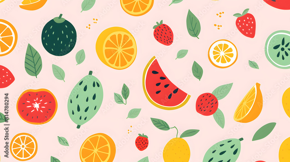 Digital fruit minimalist illustrator in a naive childish style abstract graphic poster background Digital fruit minimalist illustrator in a naive childish style abstract graphic poster background