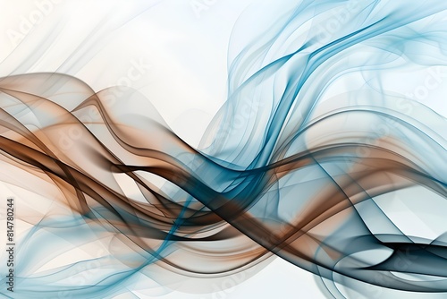 Abstract wave of color in dark brown, blue and beige colors on white background, vector illustration, smoke waves 