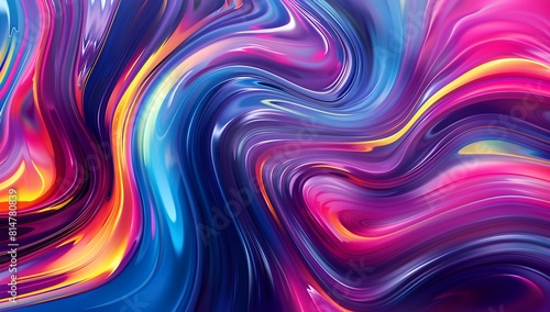 Vibrant colorful abstract background with wavy lines and shapes, 3D rendering illustration of a colorful gradient with curved lines and swirls for design elements, in the style of purple pink and blue