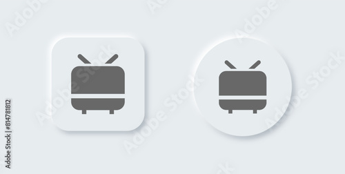 Television solid icon in neomorphic design style. Retro tv signs vector illustration.