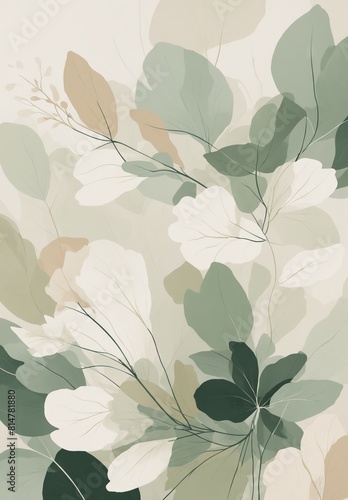 Soft Green and Beige Botanical Illustration