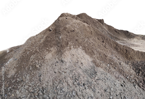 Stone sand pile material from coal burning residue or what is called 'Bottom Ash' isolated on a transparent background