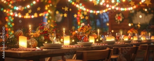 Elegant Fourth of July dinner table adorned with American flaginspired floral arrangements  candles  and festive tableware
