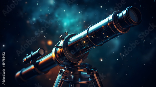 Close-up of a telescope pointing towards the stars, symbolizing curiosity and exploration of the universe