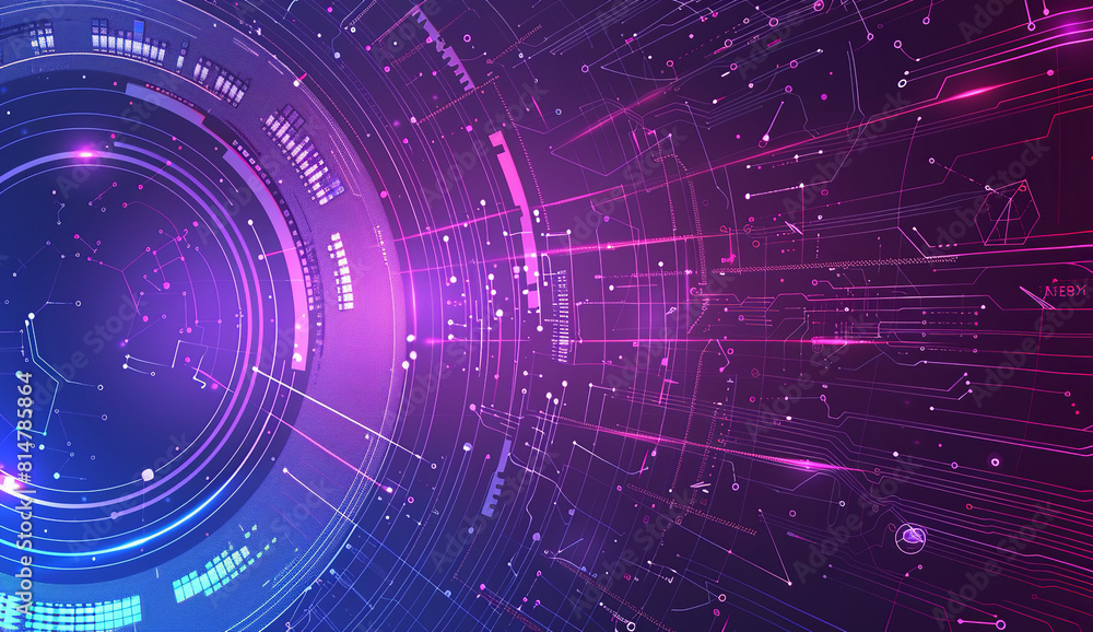 Obraz premium abstract background with digital technology, vector illustration of a purple and blue gradient color background