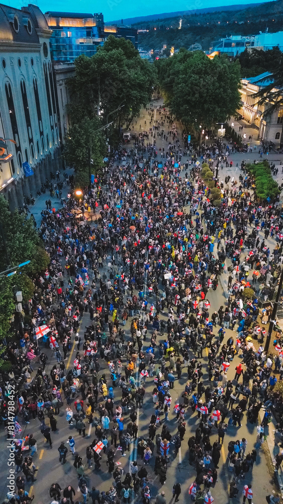 Fototapeta premium May 13 2024 year The rally on Rustaveli Avenue, the slogan of the rally is not against the Russian law