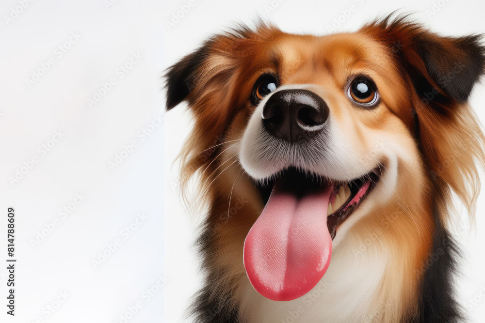 Dog with a humorous expression, sticking out its tongue Isolated on white background
