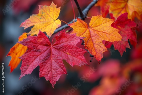 Maple Tree in Fall Foliage: Rich red and orange leaves covering the branches. 