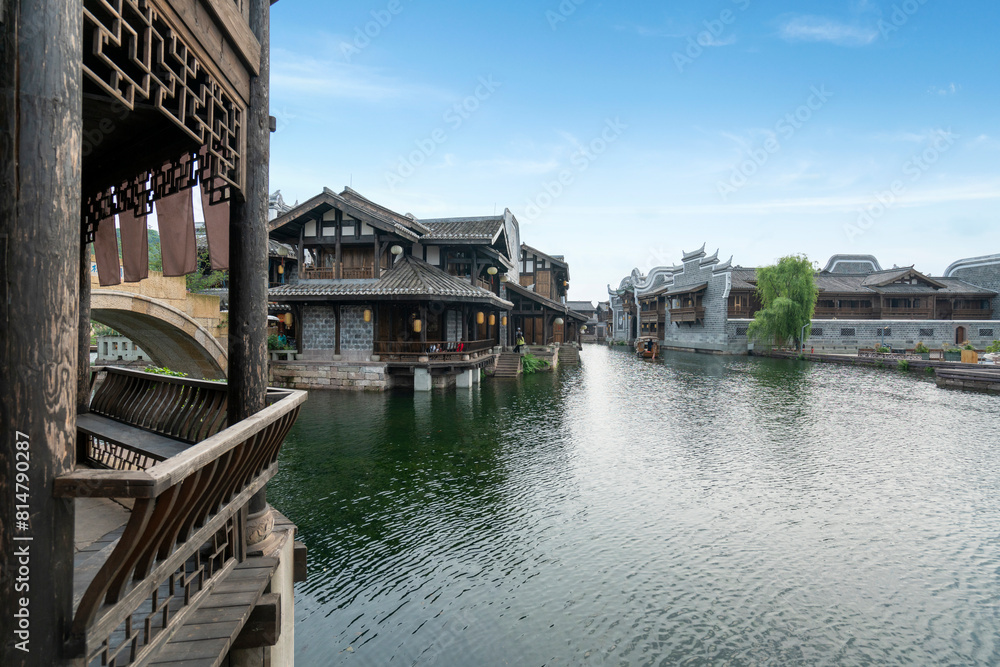 Naklejka premium the beautiful ancient town of Lizhuang on the lake, Yibin City, Sichuan Province, China
