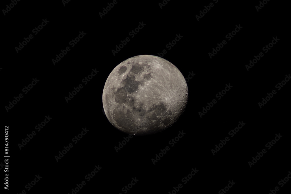 The Nearly Full Moon On a Cloudless Night, with no Clouds Obscuring the Details The Nearly Full Moon On a Cloudless Night, with no Clouds Obscuring the Details