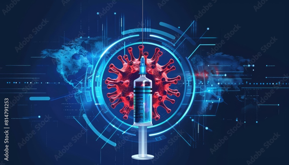 Obraz premium Illustration depicting medical concept of COVID19 vaccination highlights global health responses