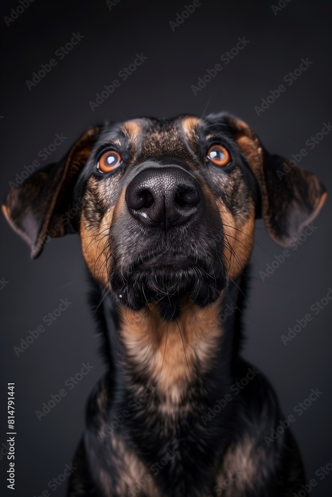 Black and Tan Dog with Soulful Eyes and Expressive Face in a Calm Portrait Black and Tan Dog with Soulful Eyes and Expressive Face in a Calm Portrait
