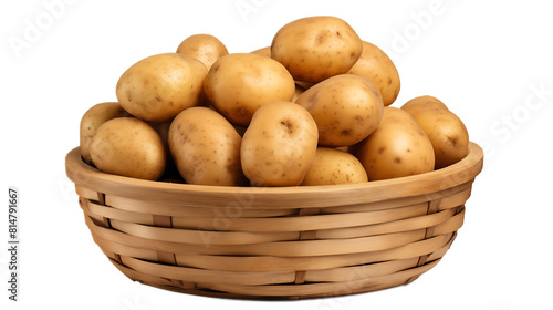 Potato vegetable food in a basket / A basket of potatoes with a transparent background.