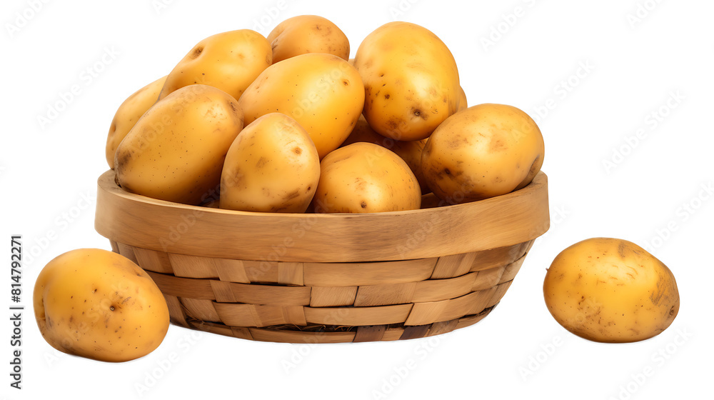 A basket of potatoes with a transparent background. A basket of potatoes with a transparent background.