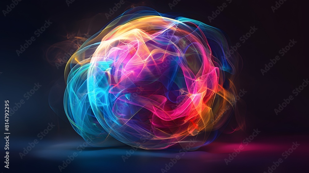 A sphere with an abstract gradient of colors, glowing from the inside out on a black background.
A sphere with an abstract gradient of colors, glowing from the inside out on a black background.