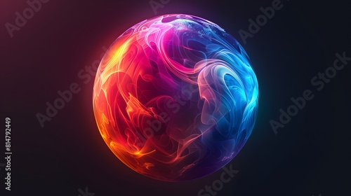 A sphere with an abstract gradient of colors, glowing from the inside out on a black background.  © horizon