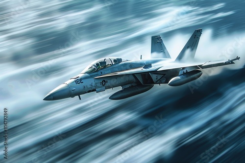 Combat military fighter jet launching nuclear warheads for high-speed tactical assaults