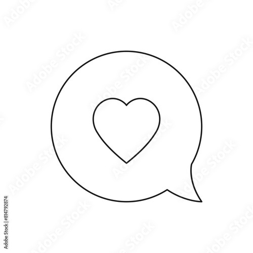 Chat bubble with heart shape. Love comment icon flat style isolated on white background. Vector illustration