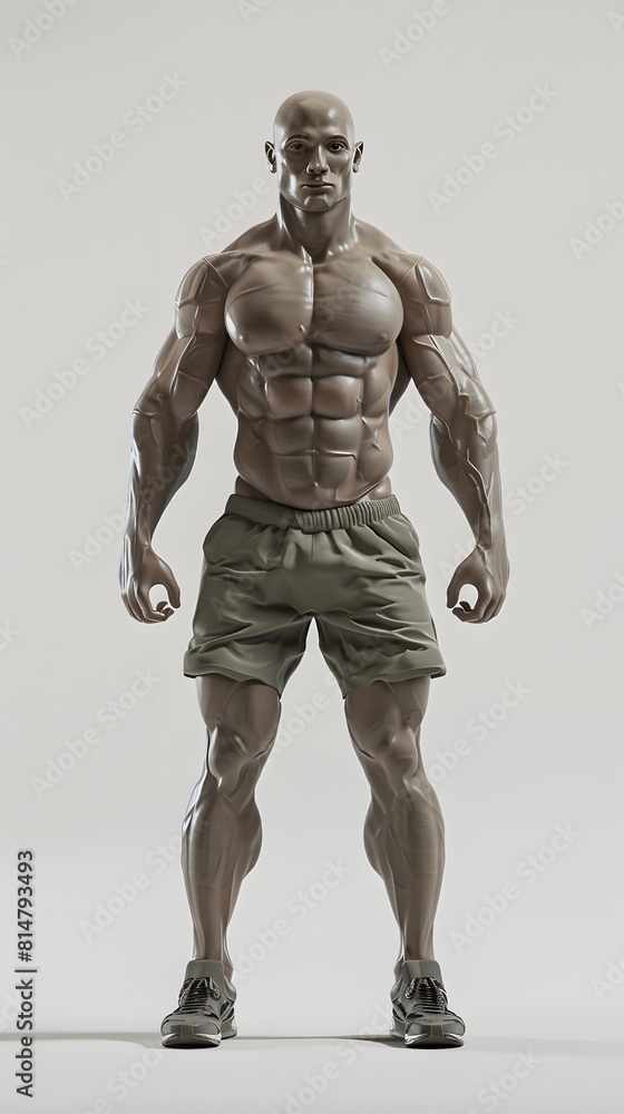 3D muscle character design on white background. 3D muscle character design on white background.